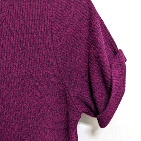 (2/$25) Cotton On heather dark magenta cuffed ribbed shift dress - Picture 2 of 7